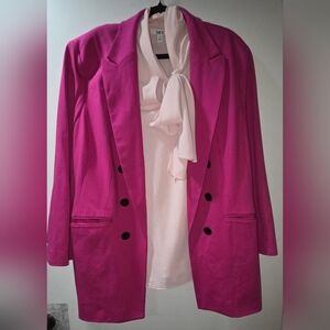 Bar III Fuchsia Double-Breasted Blazer